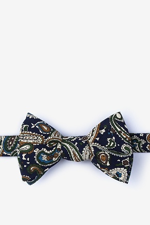 Grainger Navy Blue Self-Tie Bow Tie