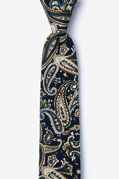 Navy Blue Cotton Grainger Skinny Tie