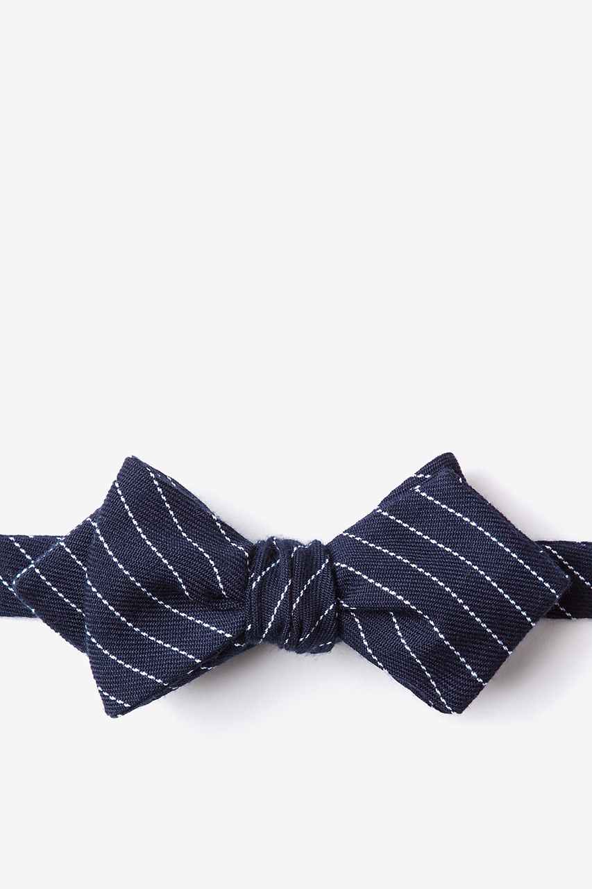 Navy Blue Cotton Lewisville Diamond Tip Bow Tie