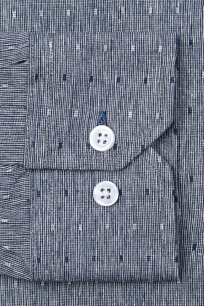 Navy Blue Cotton Mason Business Casual Shirt | Ties.com