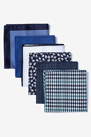 Mystery Mixed Blues (6 pack) Navy Blue Pocket Square Pack