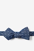 Navy Blue Huntington Polka Dots Diamond Tip Bow Tie Photo (0)