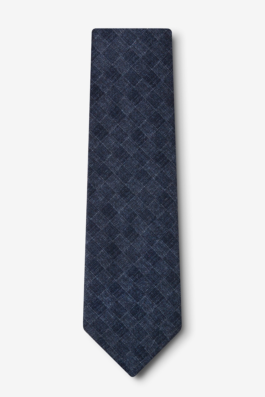 Navy Blue Cotton Prescott Extra Long Tie | Ties.com