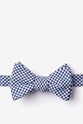 Sadler Navy Blue Self-Tie Bow Tie Photo (0)