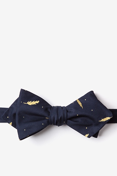 Navy Blue Cotton Santee Diamond Tip Bow Tie