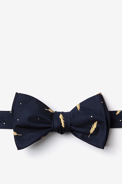 Navy Blue Cotton Santee Self-Tie Bow Tie