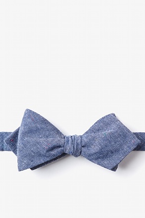 _Teague Navy Blue Diamond Tip Bow Tie_