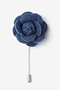 Denim Flower Navy Blue Lapel Pin Photo (0)