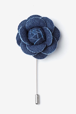 Denim Flower Navy Blue Lapel Pin