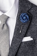 Denim Flower Navy Blue Lapel Pin Photo (1)