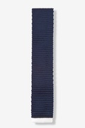 Contrasting Tip Navy Blue Knit Skinny Tie Photo (0)