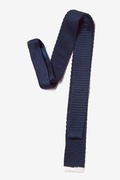 Contrasting Tip Navy Blue Knit Skinny Tie Photo (2)