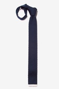 Contrasting Tip Navy Blue Knit Skinny Tie Photo (3)