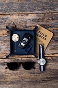Small Flat-Pack Leather Navy Blue Valet Tray Photo (2)