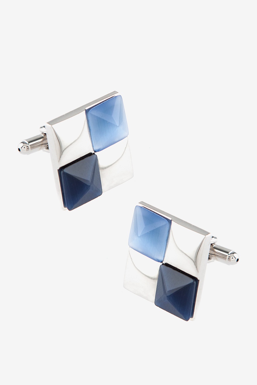 Navy Blue Metal Four Peaks Cufflinks