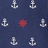 Navy Blue Microfiber Anchors & Ships Wheels Self-Tie Bow Tie