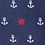 Navy Blue Microfiber Anchors & Ships Wheels Tie