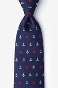 Anchors & Ships Wheels Navy Blue Extra Long Tie Photo (0)