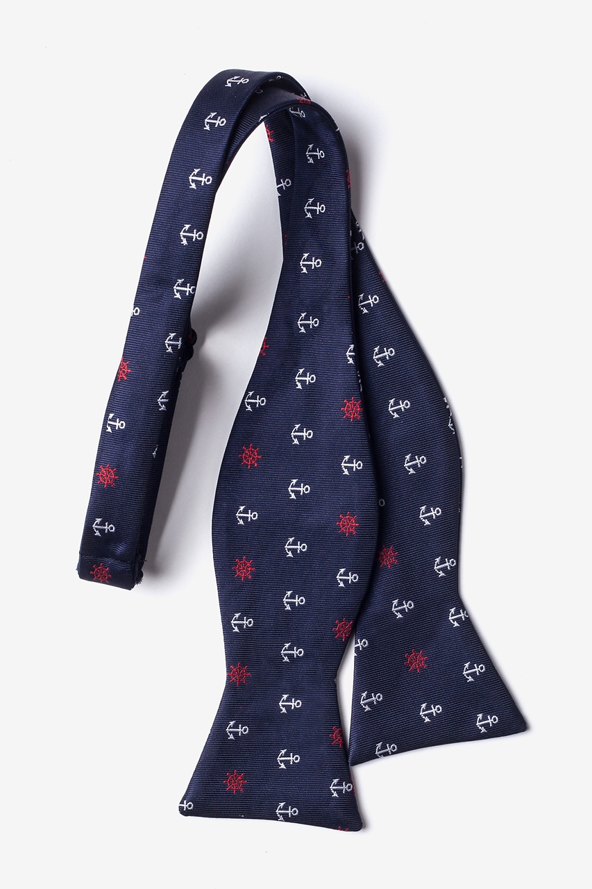 Anchors & Ships Wheels Navy Blue Self-Tie Bow Tie Photo (1)
