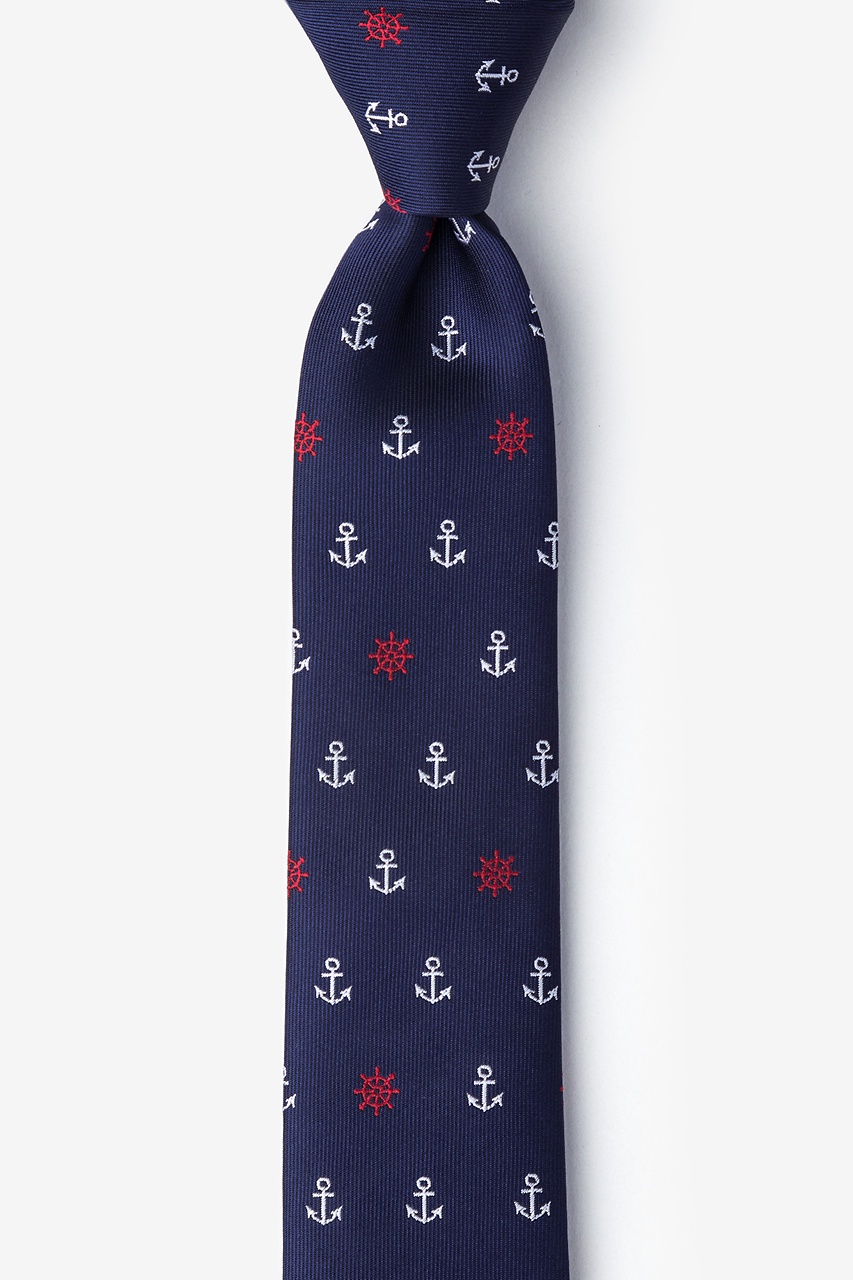 Anchors & Ships Wheels Navy Blue Skinny Tie Photo (0)