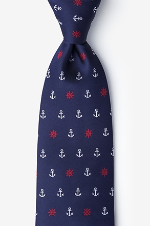 _Anchors & Ships Wheels Navy Blue Tie_
