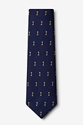 Antique Keys Navy Blue Extra Long Tie Photo (1)