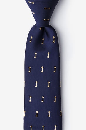 Antique Keys Navy Blue Tie