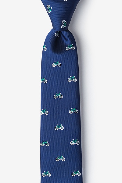Navy Blue Microfiber Bicycles Skinny Tie