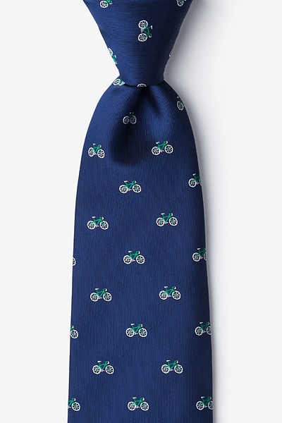 Navy Blue Microfiber Bicycles Tie