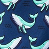 Navy Blue Microfiber Blue Whales Extra Long Tie