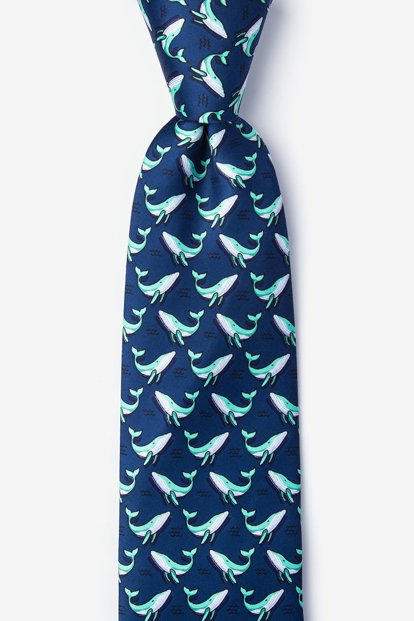 Blue Whales Navy Blue Extra Long Tie Photo (0)