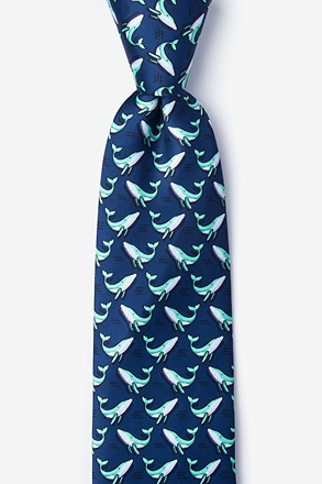 Blue Whales Navy Blue Extra Long Tie