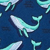 Navy Blue Microfiber Blue Whales Skinny Tie