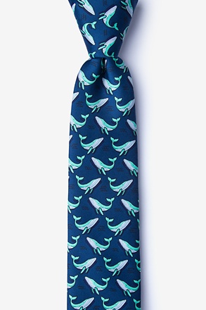 Blue Whales Navy Blue Skinny Tie