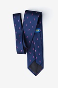 Breast Cancer Ribbon Navy Blue Extra Long Tie Photo (1)