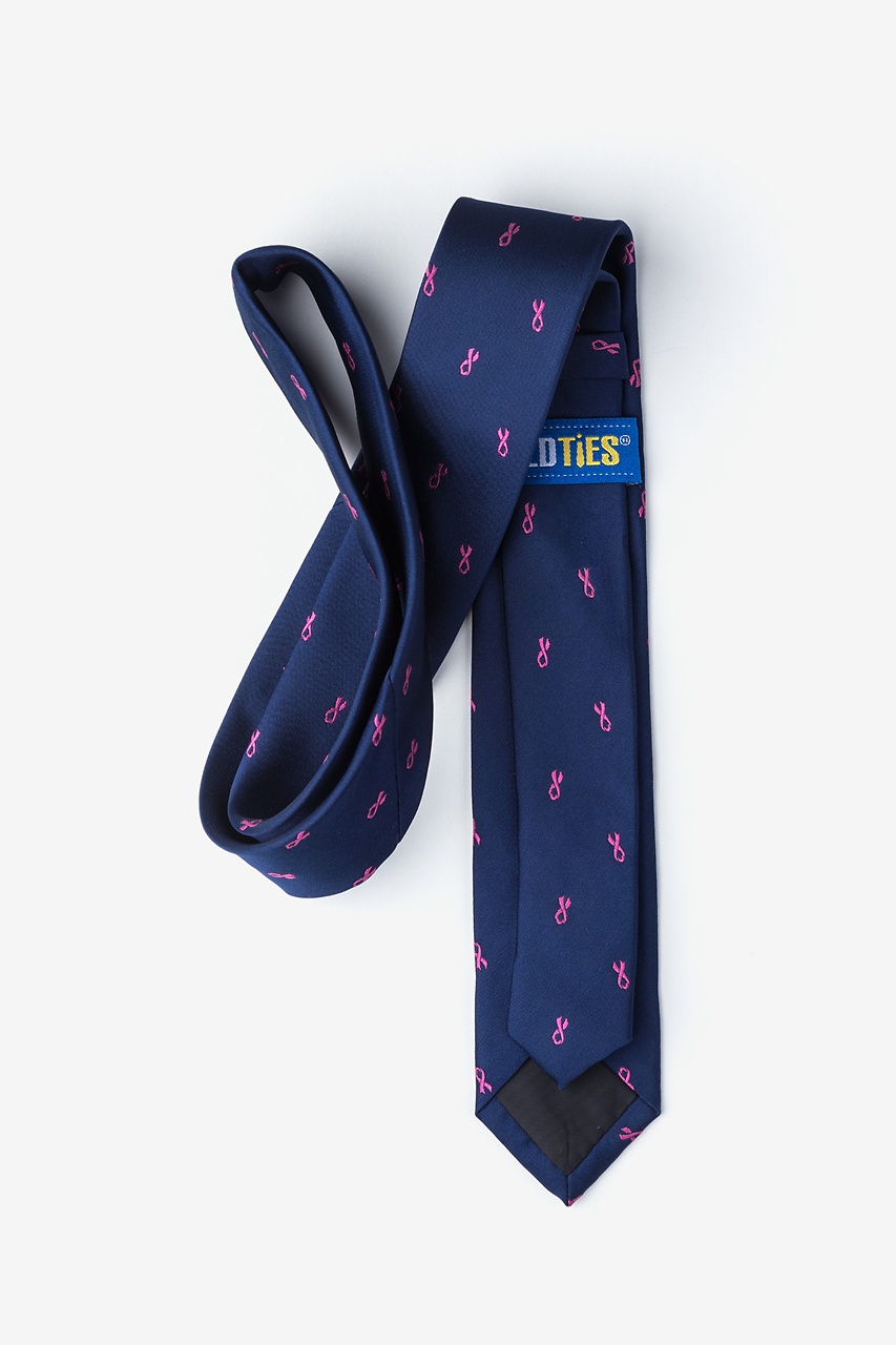 Breast Cancer Ribbon Navy Blue Skinny Tie Photo (1)