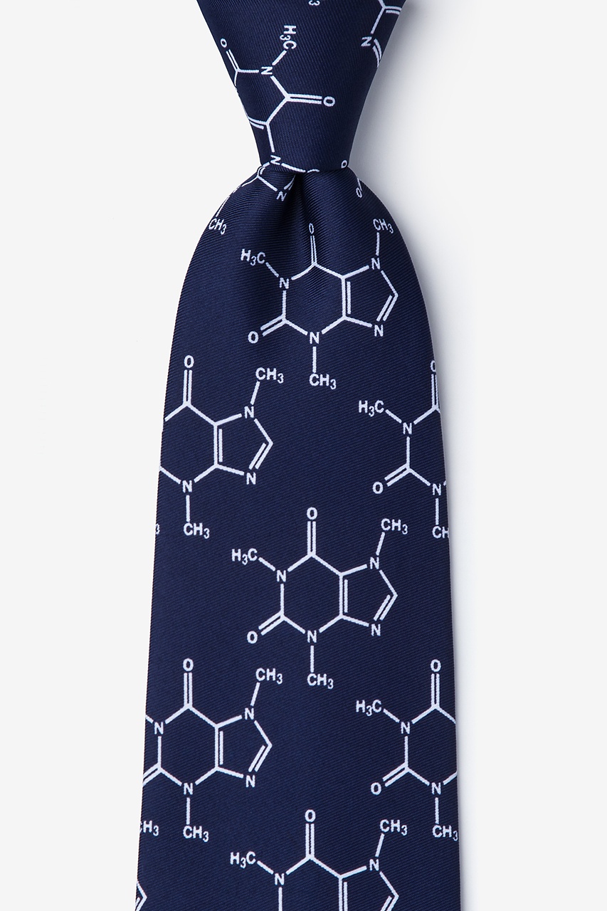 Caffeine Molecule Navy Blue Tie Photo (0)