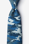 Camouflage Woodland Navy Blue Extra Long Tie Photo (0)