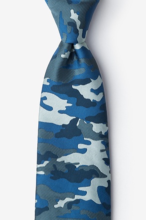_Camouflage Woodland Navy Blue Extra Long Tie_