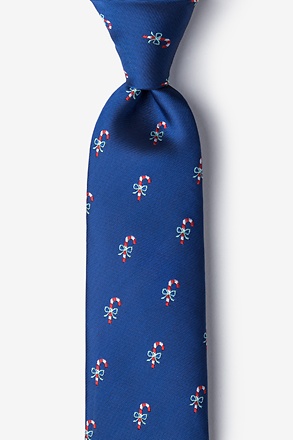_Candy Canes Navy Blue Extra Long Tie_