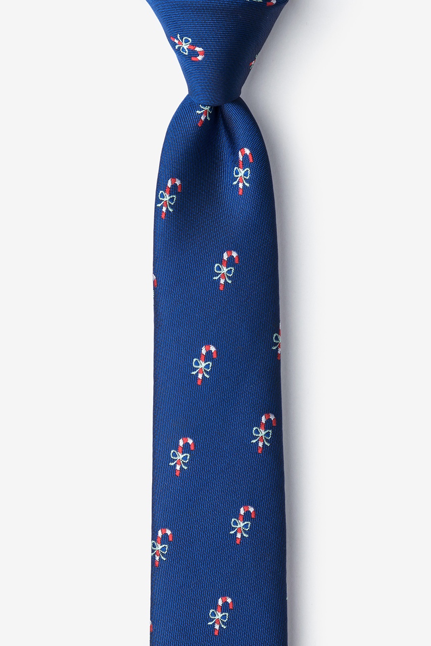 Candy Canes Navy Blue Skinny Tie Photo (0)