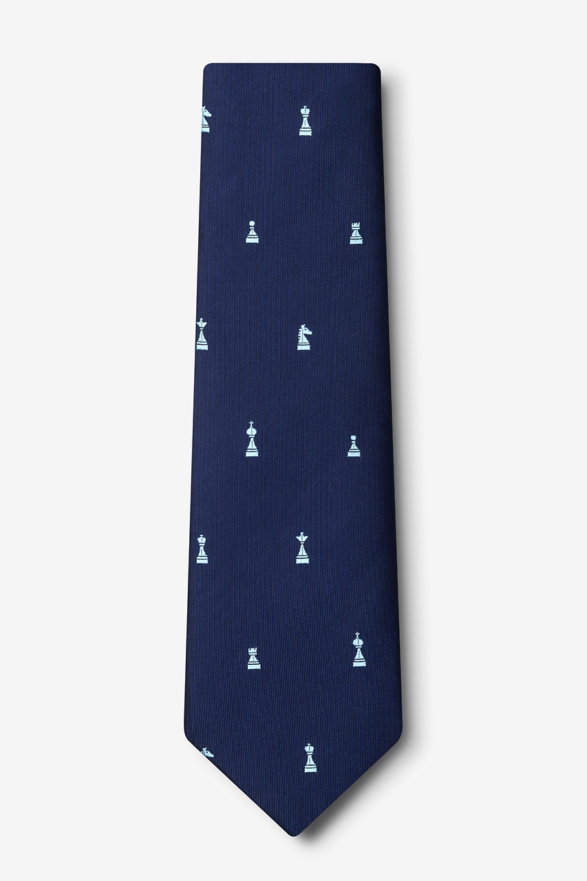 Checkmate Navy Blue Extra Long Tie Photo (1)