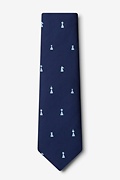 Checkmate Navy Blue Extra Long Tie Photo (1)