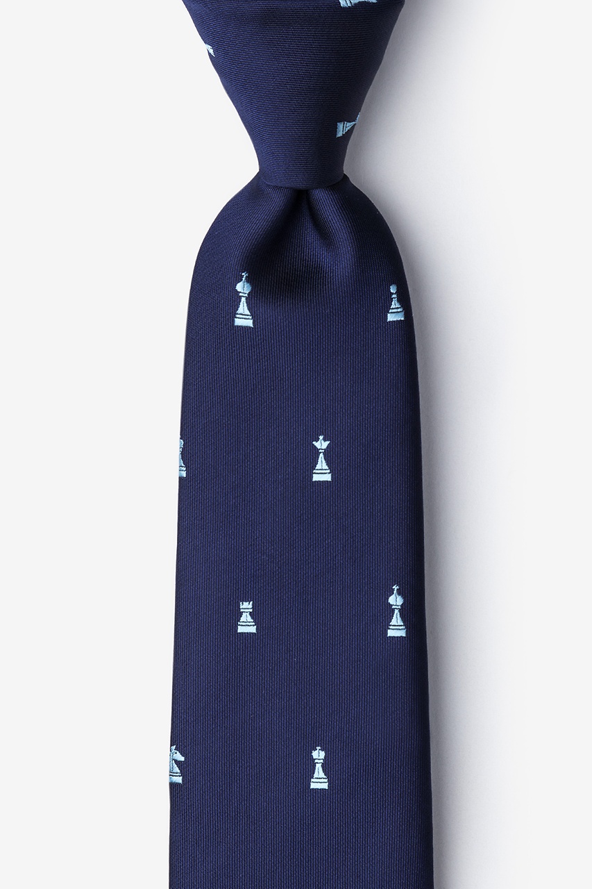 Checkmate Navy Blue Extra Long Tie Photo (0)