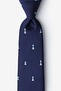 Checkmate Navy Blue Extra Long Tie Photo (0)