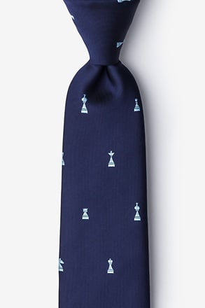 _Checkmate Navy Blue Extra Long Tie_