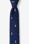 Checkmate Navy Blue Skinny Tie Photo (0)