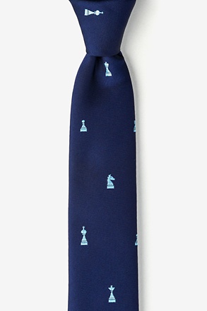 _Checkmate Navy Blue Skinny Tie_