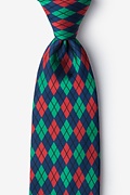 Christmas Argyle Navy Blue Extra Long Tie Photo (0)