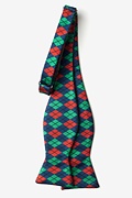 Christmas Argyle Navy Blue Self-Tie Bow Tie Photo (1)